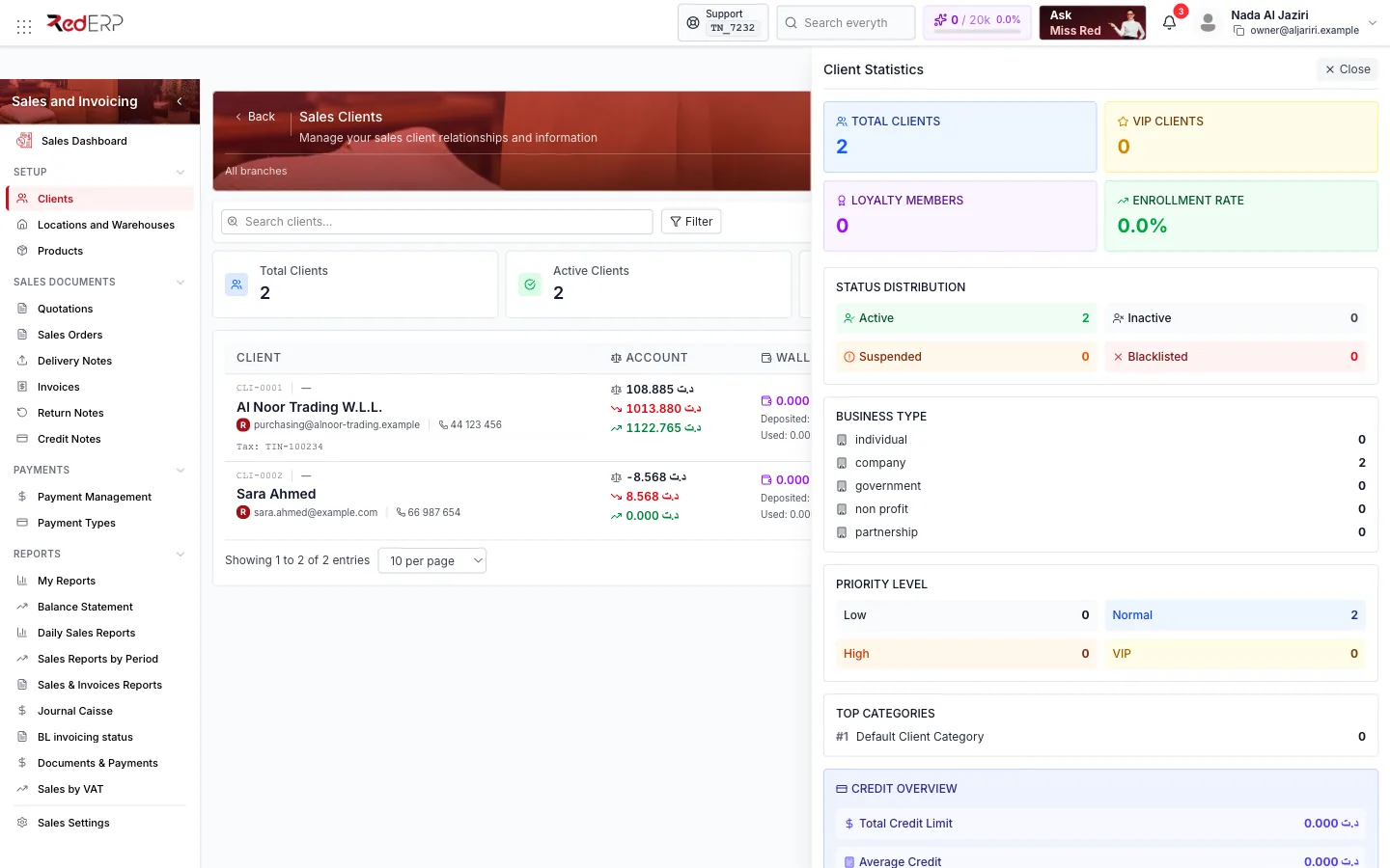 Advanced → Statistics Client Statistics